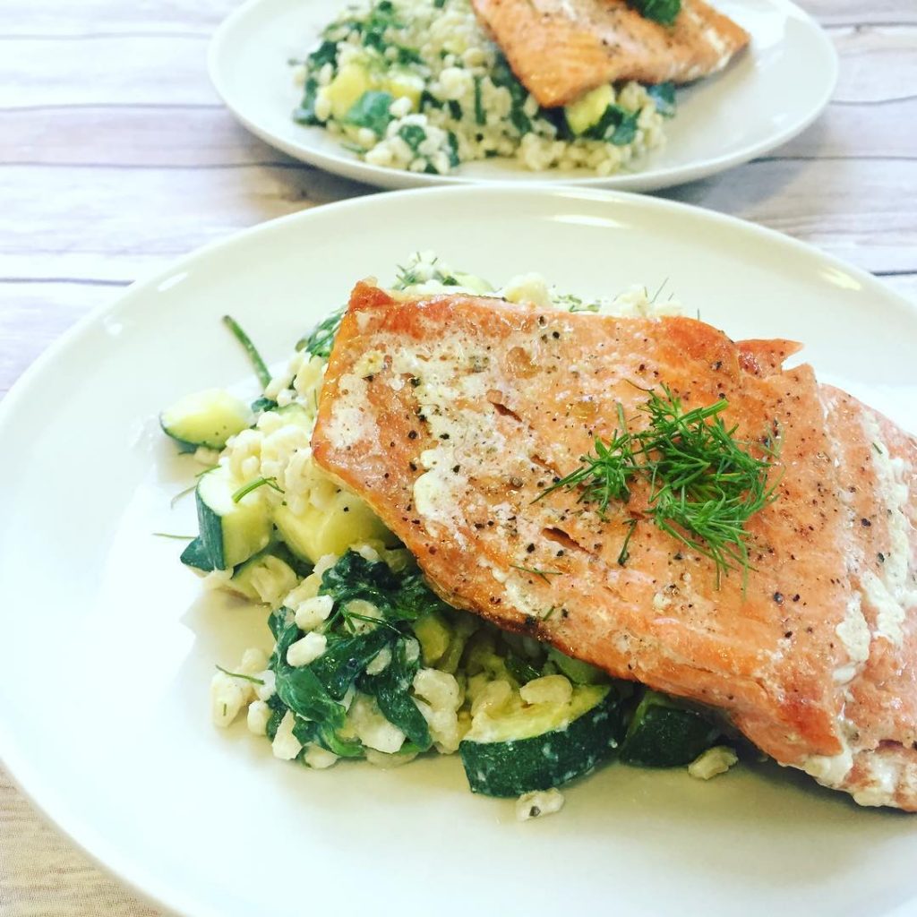 Blue Apron Review: Lemon-Butter Salmon with Creamy Barley & Zucchini Salad