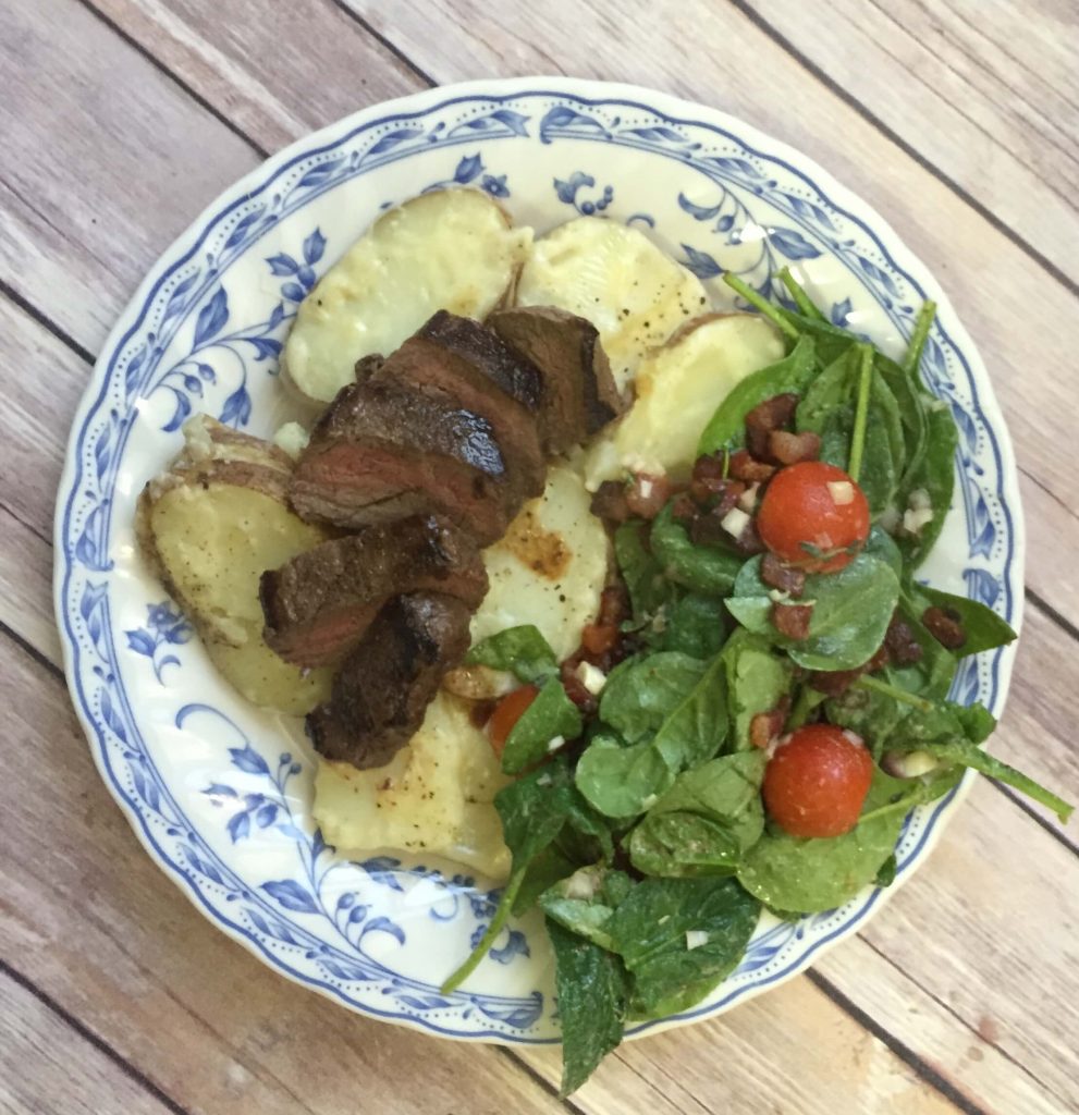 Green Chef's spin on Mother's Day was this fabulous Rosemary Sirloin Steak accompanied by potato gratin and a warm bacon & baby spinach salad