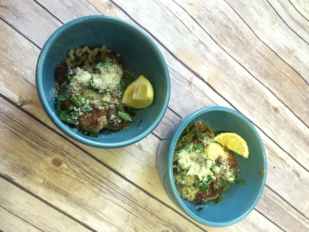 Blue Apron Review Chicken Piccata with Fusilli Pasta and Garlic Cloves