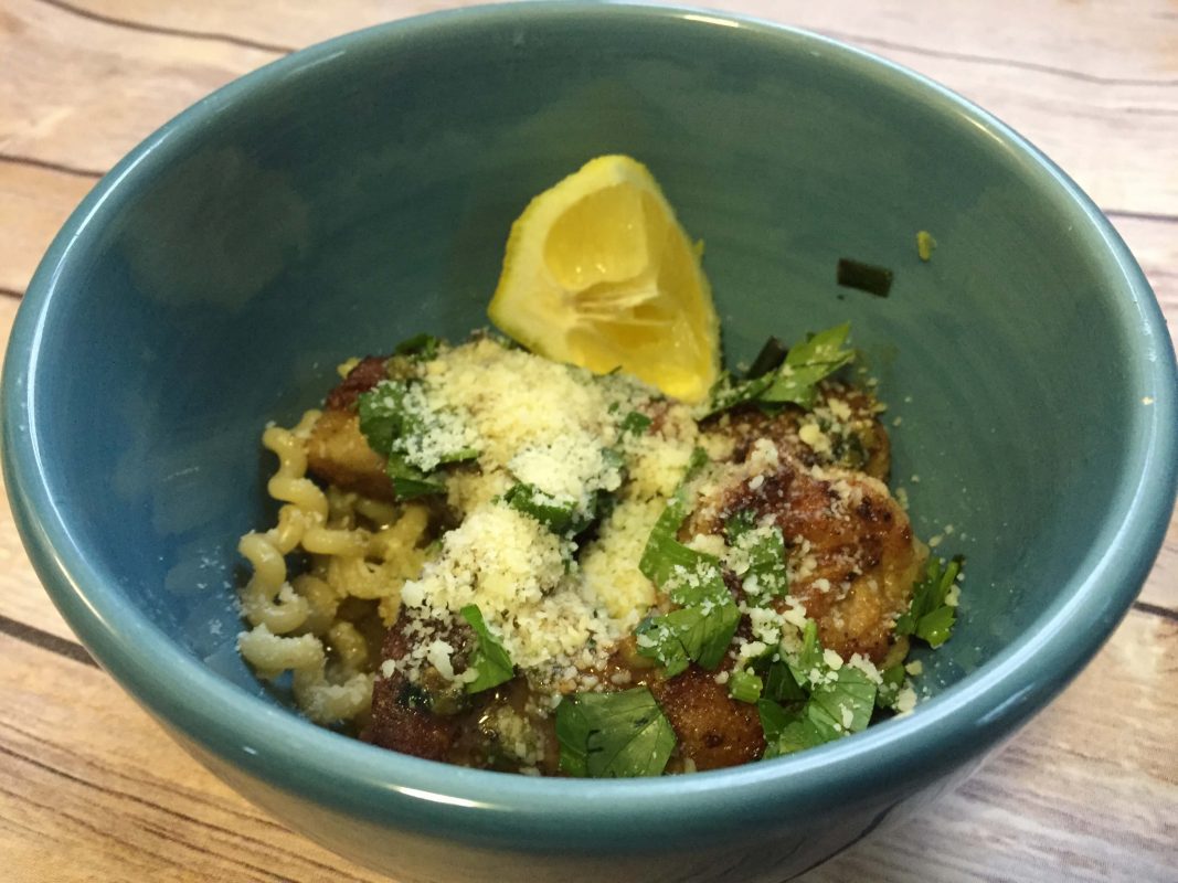 Blue Apron Review Chicken Piccata with Fusilli Pasta and Garlic Cloves